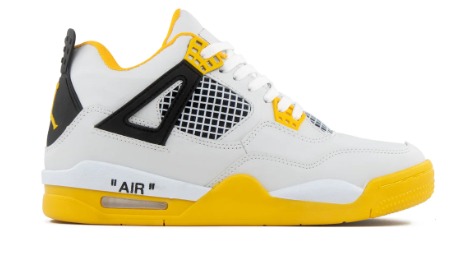 Tenis Retro 4 Blanco Gris Amarillo